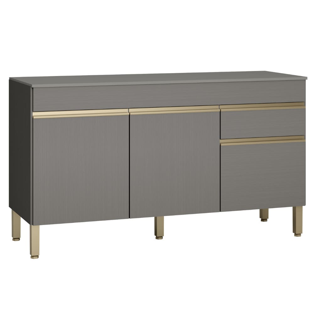 Balcão com Tampo e 3 Portas Leicester Gris