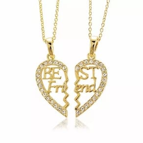 Colar Cordão Amigas Best Friends Forever Folheado