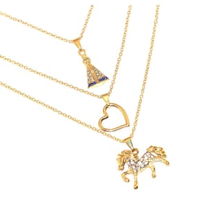 Colar Cordão Triplo Country Aparecida Cavalo Folheado 18k