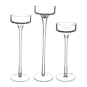 Jogo 3 Peças Castiçal Home&Co Eco Crystal Transparente Porta Vela Decorativo