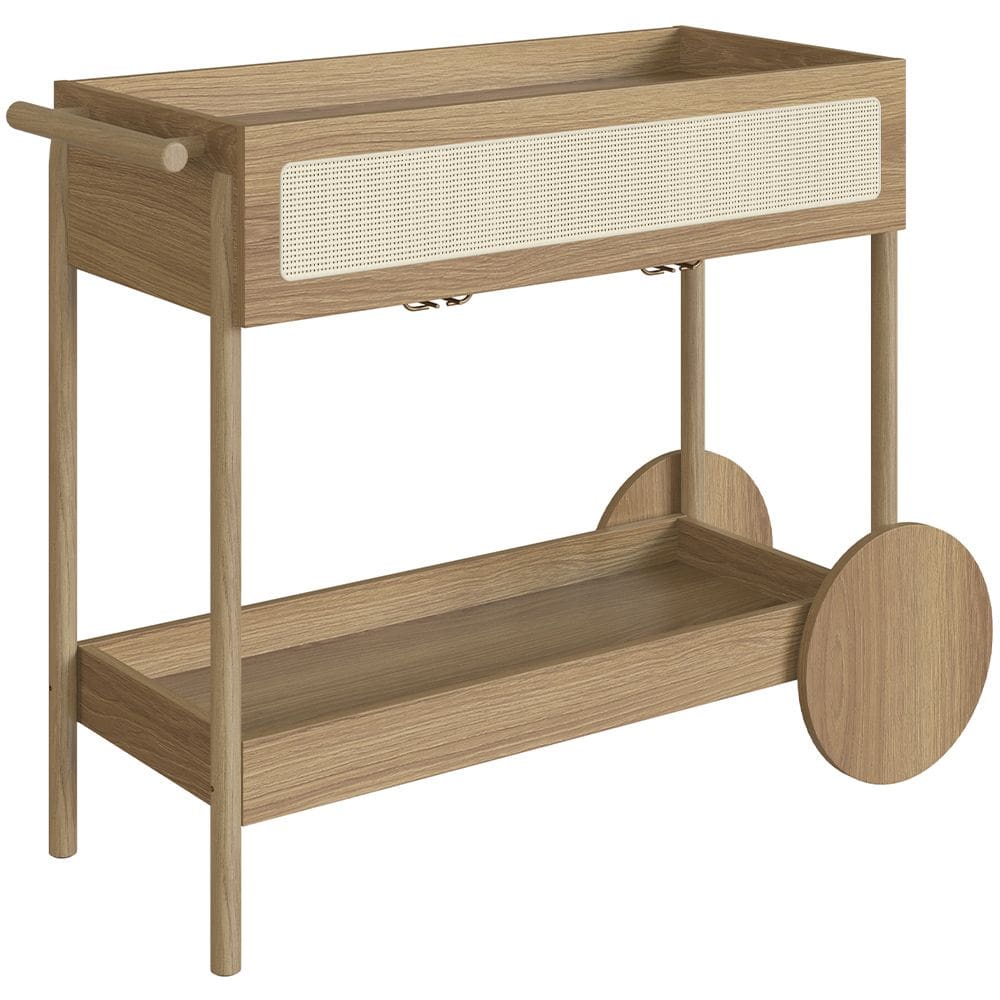 Carrinho Bar Com Porta Taças Pés Madeira Moss A03 Hanover Roble - Lyam Decor