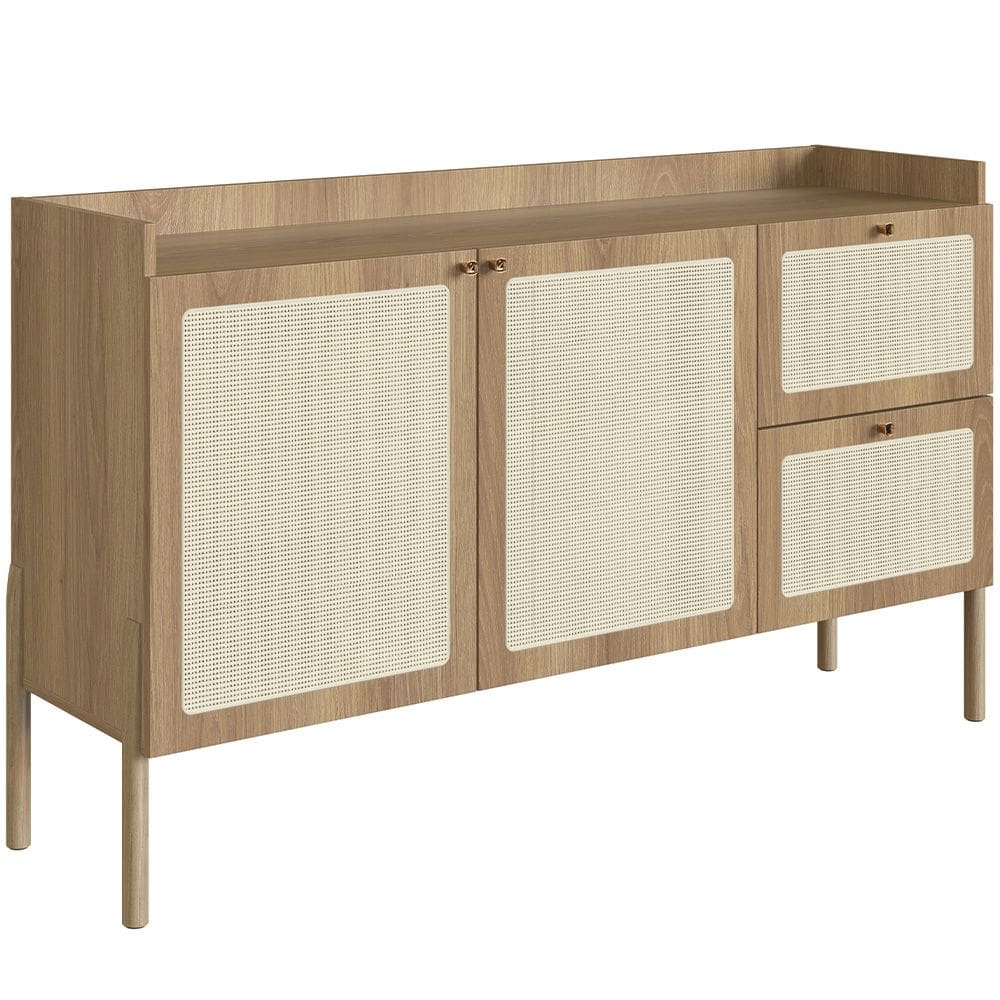 Aparador Buffet Para Sala de Jantar 139cm Pés Madeira Moss A03 Hanover Roble - Lyam Decor