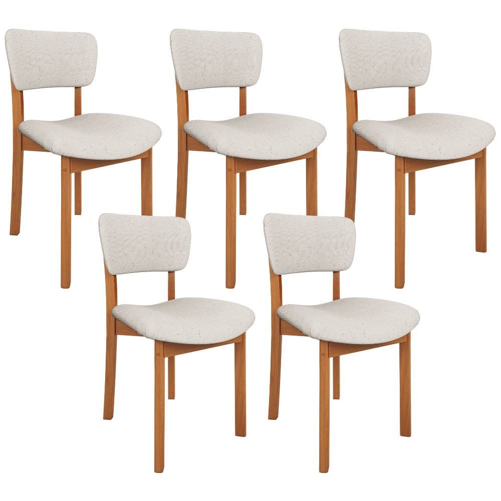 Kit 05 Cadeiras Para Sala de Jantar Cozinha Living Estofada Dara L02 Linho Cru - Lyam Decor