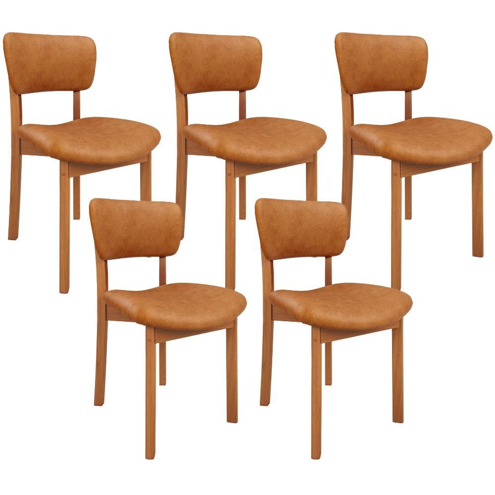 Kit 05 Cadeiras Para Sala de Jantar Cozinha Living Estofada Dara L02 Couríssimo Canela - Lyam Decor
