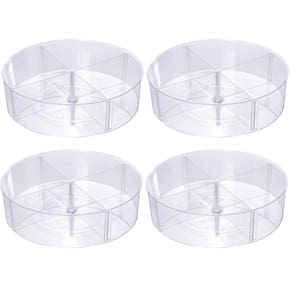 Organizador giratório porta maquiagem com 4 divisórias cristal com 4 unidades Plasutil ref.15422