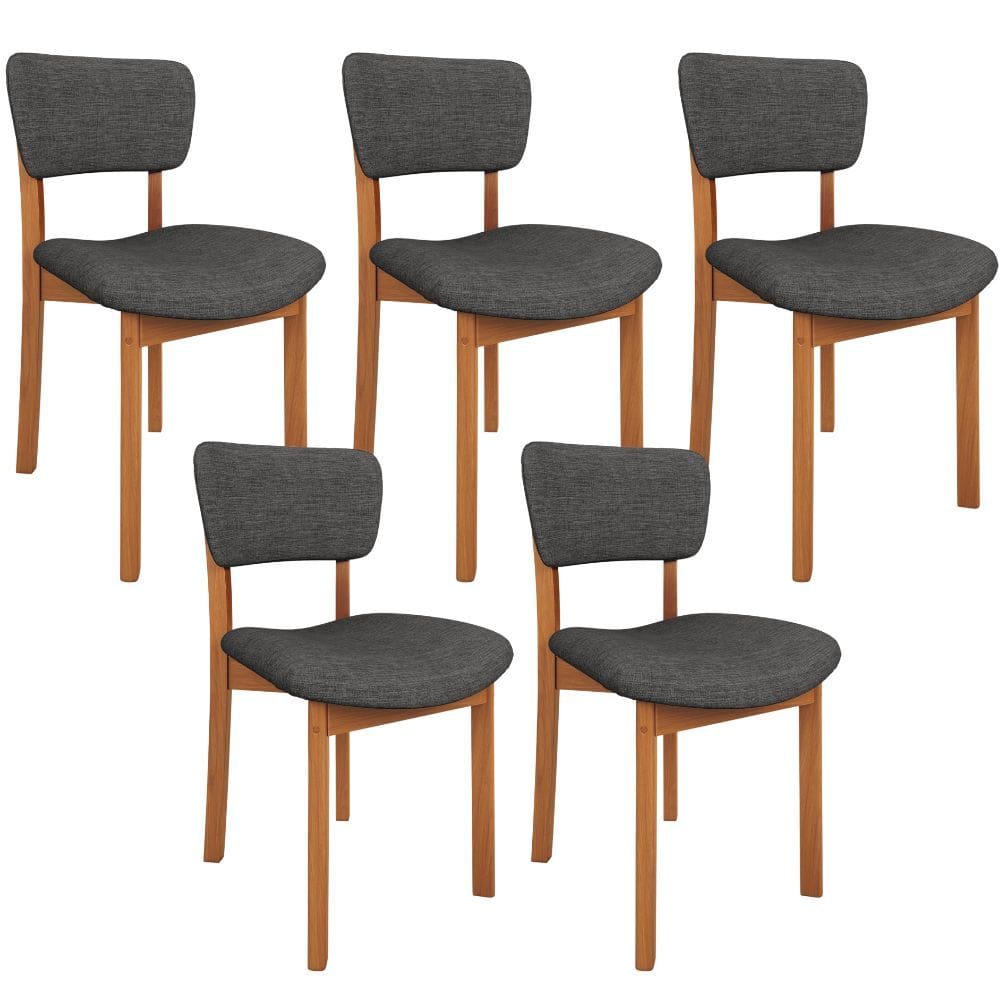 Kit 05 Cadeiras Para Sala de Jantar Cozinha Living Estofada Dara L02 Linho Cinza Escuro - Lyam Decor