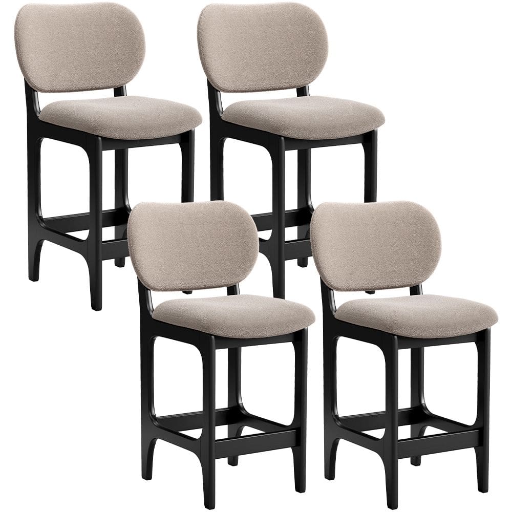 Kit 04 Banquetas Baixa Bar Cozinha e Sala De Jantar Fixa Betta L02 Preto Bouclê Bege - Lyam Decor