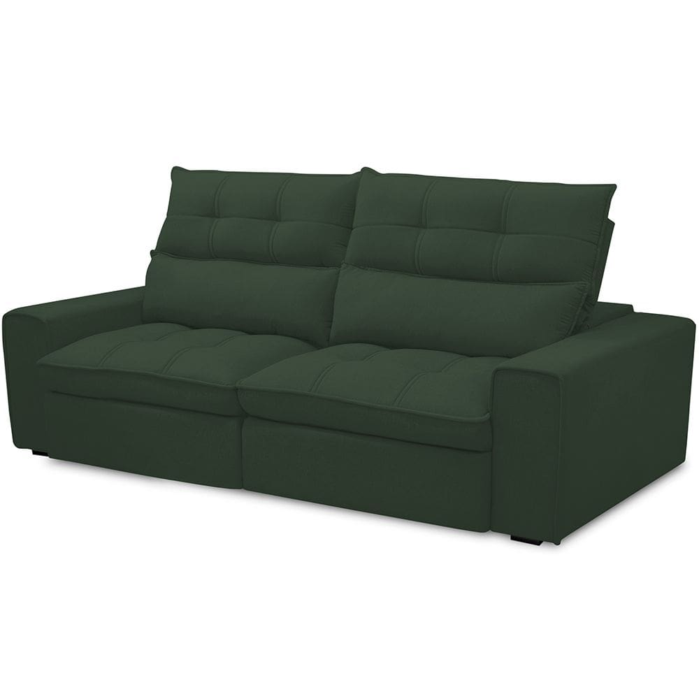 Sofá Retrátil Reclinável Para Sala de Estar Living 230cm Dimas F04 Veludo Verde - Lyam Decor