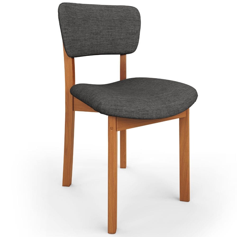 Cadeira Para Sala de Jantar Cozinha Living Estofada Dara L02 Linho Cinza Escuro - Lyam Decor