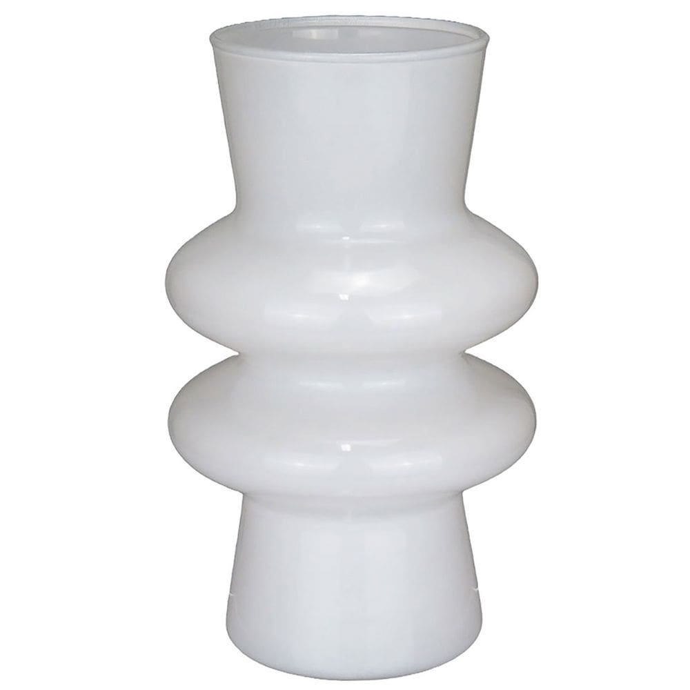 VASO DECORATIVO ENFEITE CASA ELIPSE HOME&CO LEITOSO VIDRO 20x12x12cm BRANCO