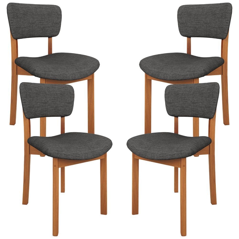 Kit 04 Cadeiras Para Sala de Jantar Cozinha Living Estofada Dara L02 Linho Cinza Escuro - Lyam Decor