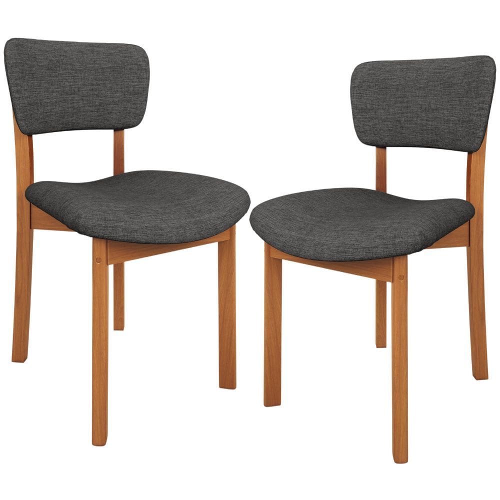 Kit 02 Cadeiras Para Sala de Jantar Cozinha Living Estofada Dara L02 Linho Cinza Escuro - Lyam Decor