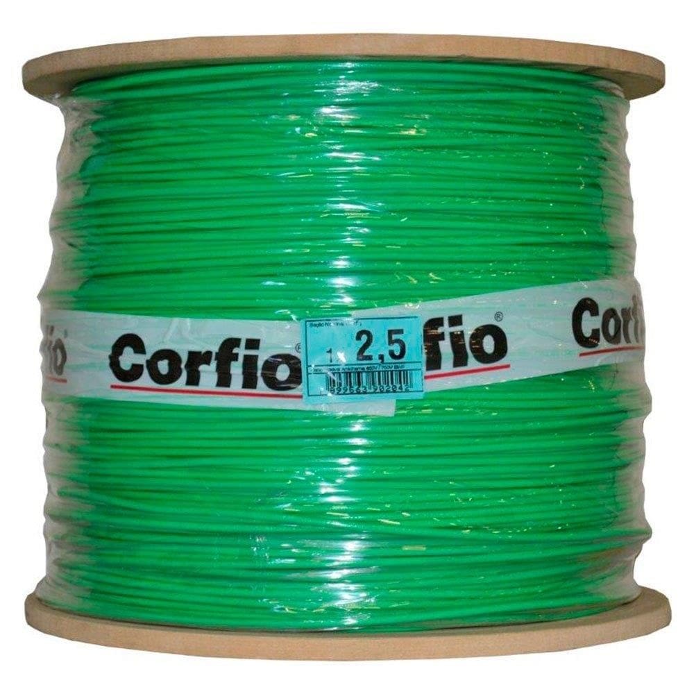 Cabo Flexível Corfio 2,5mmx900m Bobina 750V Verde