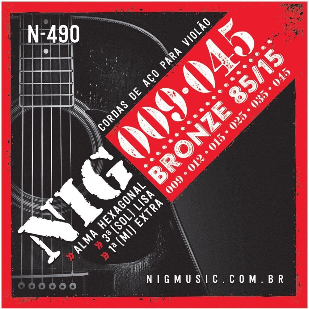 Encordoamento Cordas NIG N490 009-045 Bronze para Violão Aço