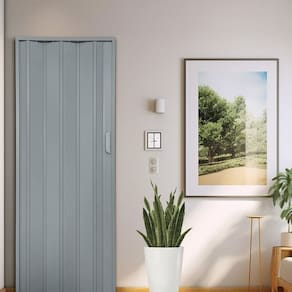 Kit com 2 Portas Sanfonada de Pvc 210x72cm Bariri Cinza Granizo