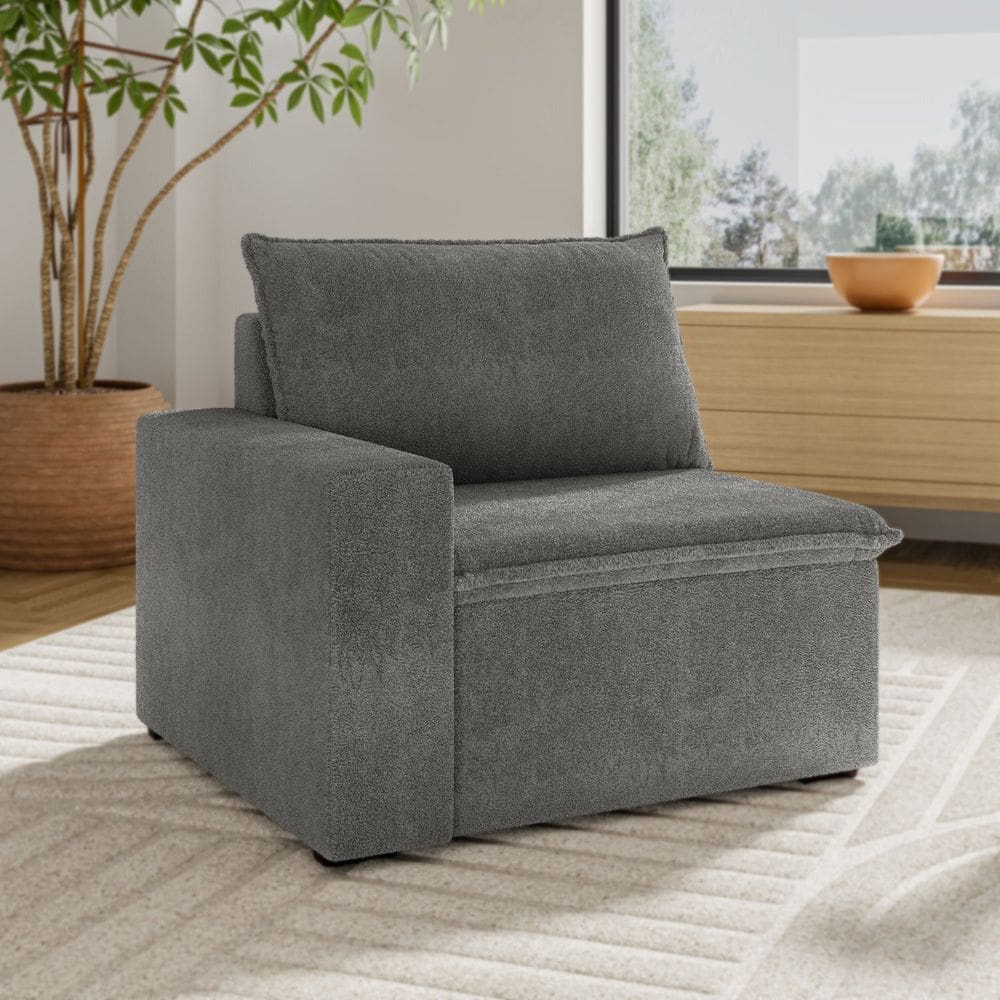 Sofá Modular com Braço Esquedo 105cm Zen Cabecasa Madeiramadeira Cinza