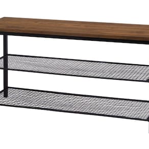 Banco Sapateira Grande 1m Hall de Entrada Design Industrial Preto/Marrom