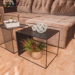 Mesa de Centro Murilo com Chapa Est Ambiente Principal Escritório Preto
