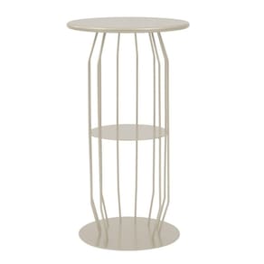 Mesinha Lateral Industrial Silueta Alta Redonda 35cm Champanhe