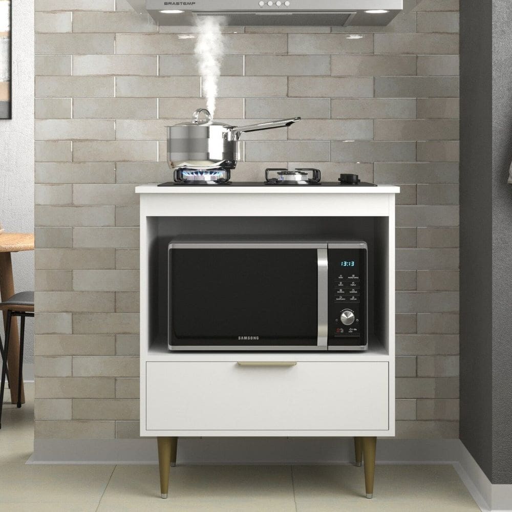 Balcão Cooktop 4 Bocas 60 Cm Pérola Branco/Branco