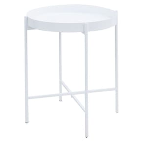 Mesa de Apoio Bandeja Sofá Cama Redonda 40x50cm Média Collie Branco