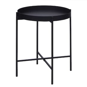 Mesa de Apoio Bandeja Sofá Cama Redonda 40x50cm Média Collie Preto