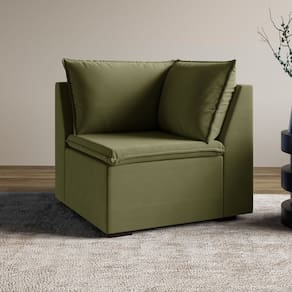 Sofá Modular de Canto 90cm Zen Cabecasa Madeiramadeira Verde Salvia