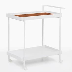 Carrinho Bar Buffet Boulevard Aparador Cozinha Gourmet Industrial Branco/Nozes