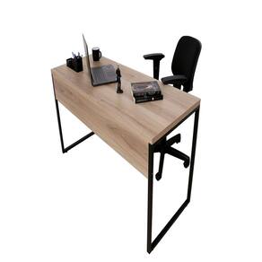 Mesa de Escritório Diretor Estilo Industrial Preto/Amadeirado