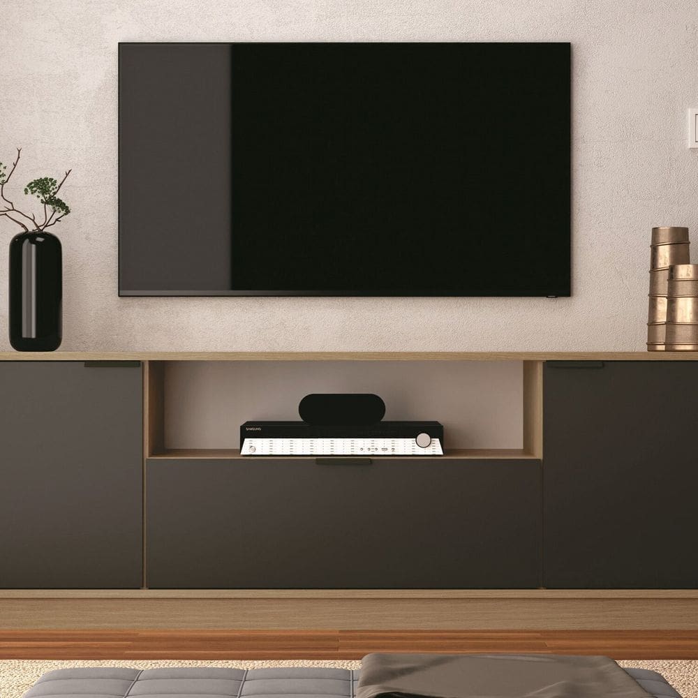 Rack para Tv até 75 Polegadas 150 Cm 3 Portas de Largura Nogal/Grafite