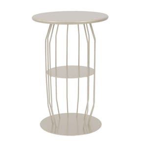 Mesa Lateral Silueta Baixa Redonda Luxo Minimalista Champanhe