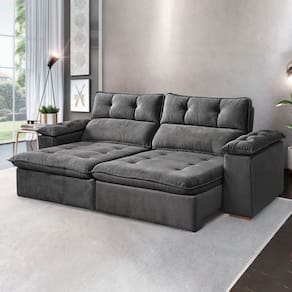 Sofá Retrátil e Reclinável 3 Lugares 230cm Vancouver Cinza