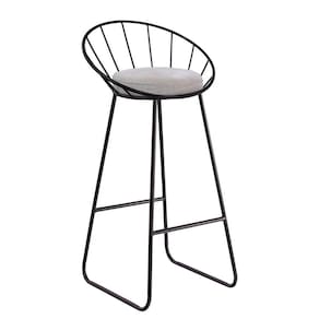 Banco Alto Sunset Banqueta Estofada Balcão Cozinha Churrasqueira Preto/Cinza Sottile