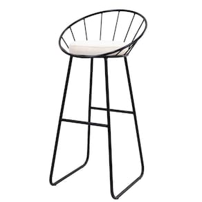 Banco Alto Sunset Banqueta Estofada Balcão Cozinha Churrasqueira Preto/ Off White