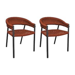 Kit 2 Cadeiras Cannes Alumínio Encosto Tricô Náutico Terracota