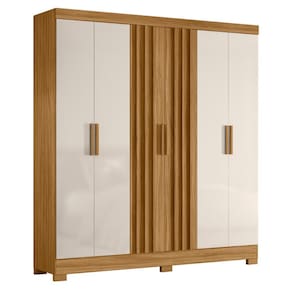 Guarda Roupa 6 Portas Fresado Mumbai Marrom Off White