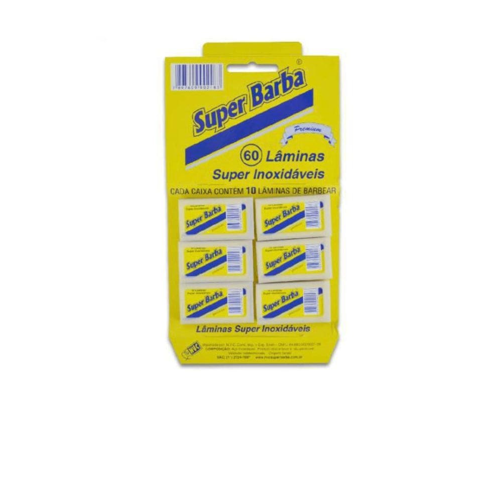 Lâmina Inox Barbear 60 Peças - Super Barba