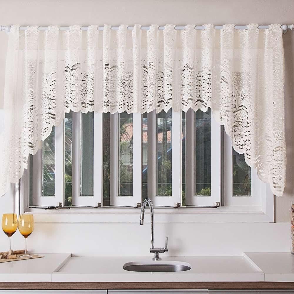 Cortina De Renda Para Cozinha Classica Marfim 3,00X1,00