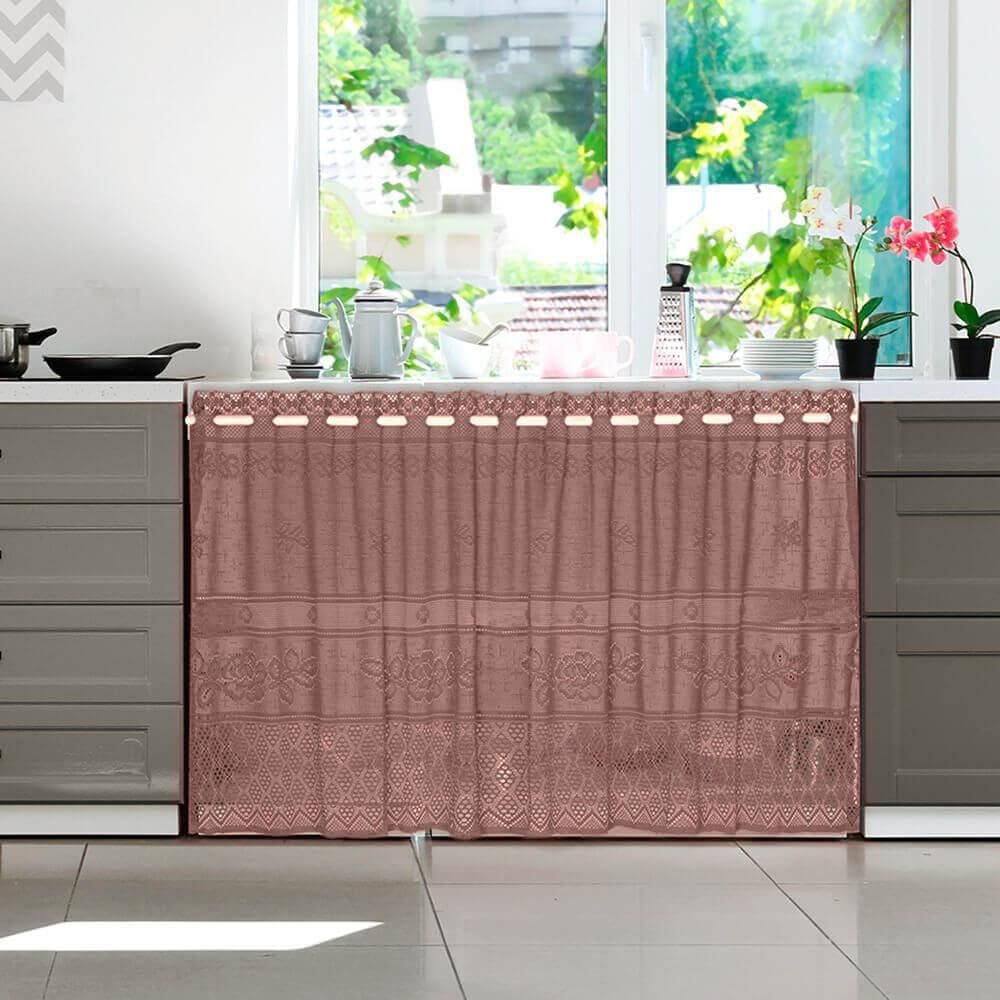 Cortina Para Vitrô De Renda Color 2,0X0,80M Interlar Rose