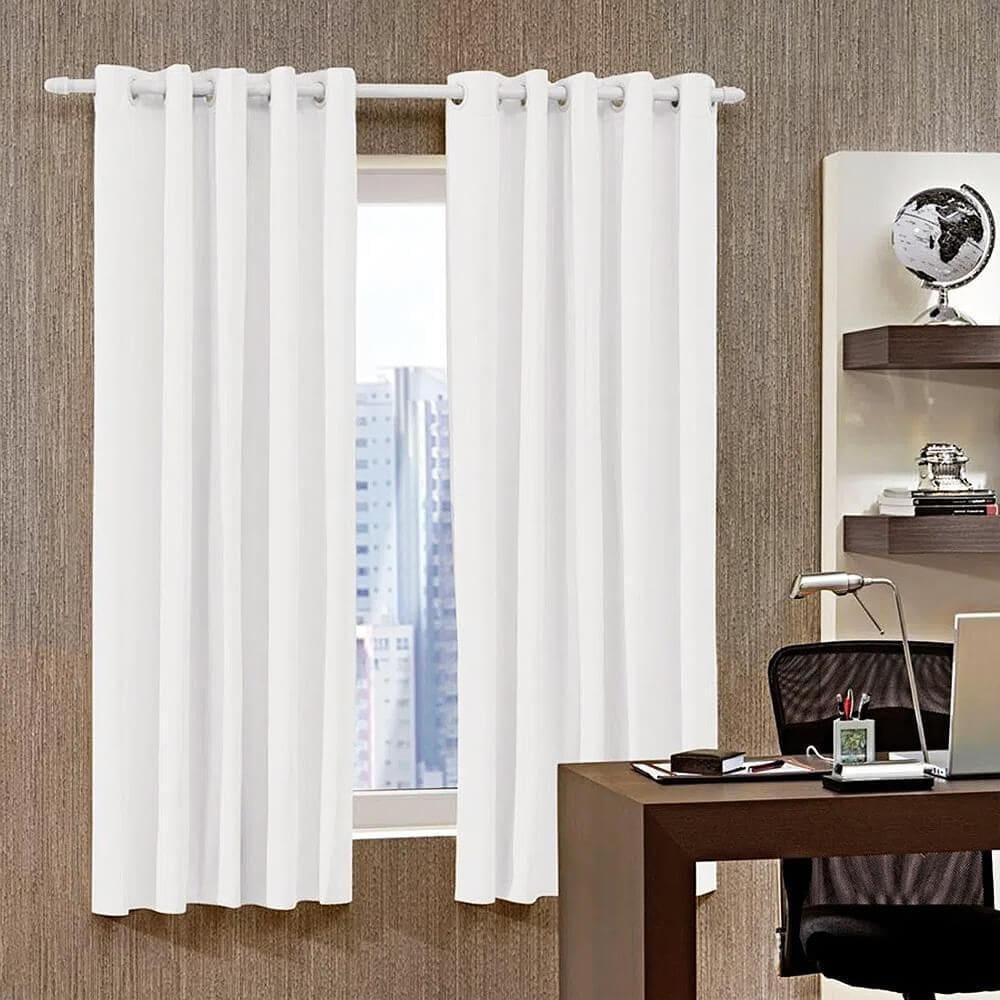 Cortina Sala Corta Luz Pvc Dupla Face 4,2X2,5 Branco / Bege