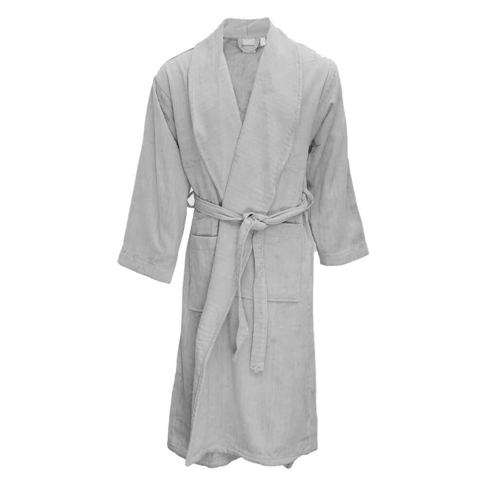 Roupão De Microfibra Flannel Stripe Branco G - Andreza