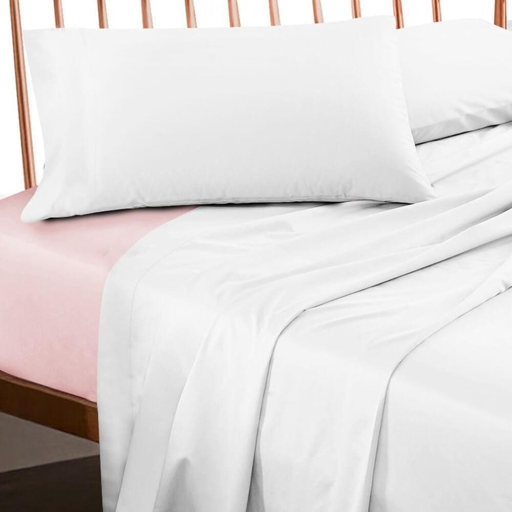 Lençol Profissional Casal Elástico 200 Fios Premium Rosa