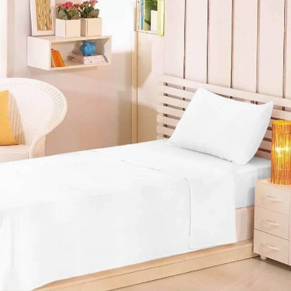 Jogo De Cama Solteiro 2 Peças 180 Fios Algodão Linea Branco