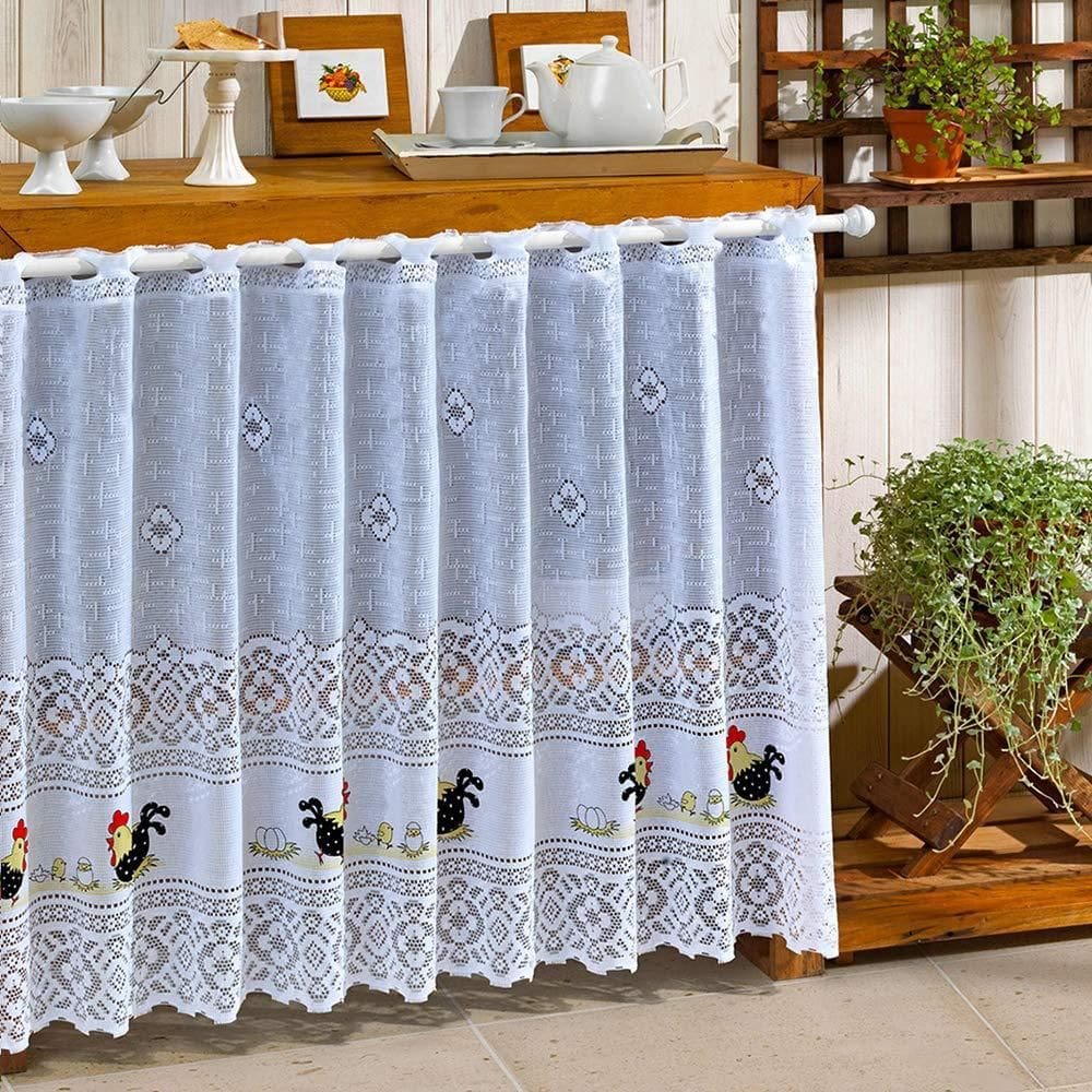 Cortina Valencia Branca Galinha Com Ovos 2,00M X80Cm Interla