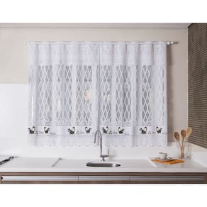 Cortina Linha Valencia Com Estampa Galinha Com Ovos