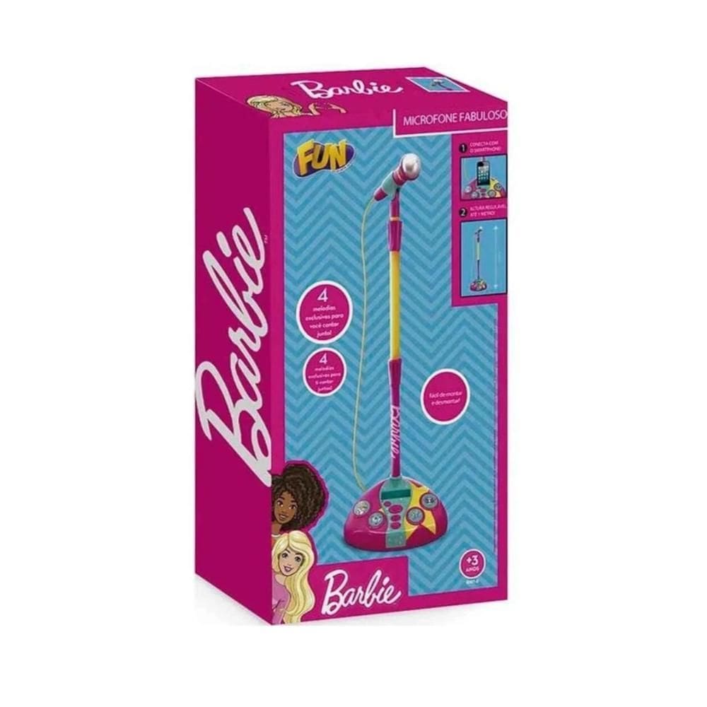 Microfone Fabuloso Barbie Com Função Mp3 Player Fun