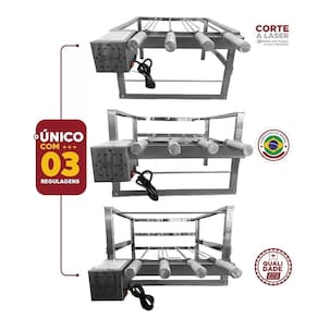 Grill Giratório 4 Espetos De Inox Motor Removível Embutido