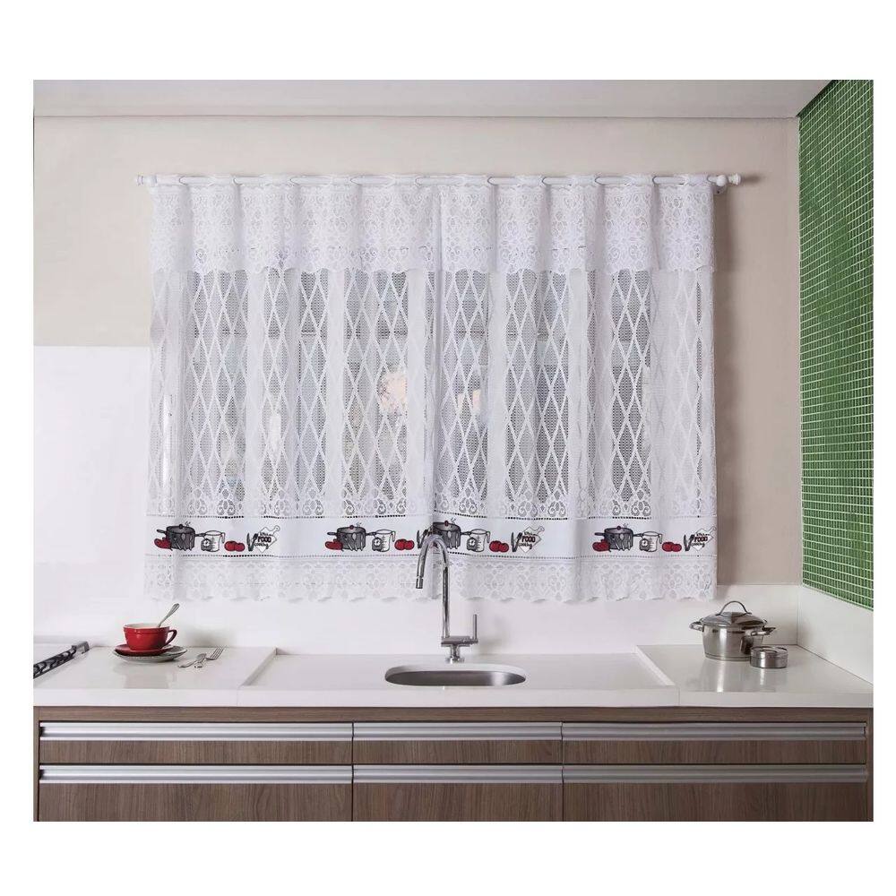 Cortina Linha Valencia Com Estampa De Utensilios 200CM X 120