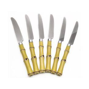 Jogo De 6 Facas De Mesa Em Inox E Plástico Bambu 21Cm
