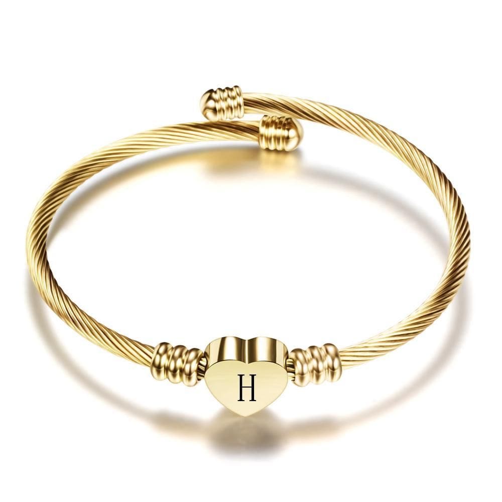 Pulseira Dourada Coração Letra H Delicada G6932